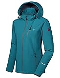 Little Donkey Andy Damen Softshell Jacke Skijacke mit Abnehmbarer Kapuze, Fleecefutter und wasserabweisend Lake S