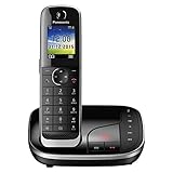 Panasonic KX-TGJ320GB Familien-Telefon mit Anrufbeantworter (schnurloses Telefon, strahlungsarm, Anrufschutz, DECT Basisstation, Freisprechen) schwarz