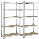 Juskys 2er-Set Lagerregal Basic 2X 180x90x40cm (HxBxT) | 1750 kg | 10 Böden | Schwerlastregal Steckregal Metall Kellerregal Regalsystem Regal verzinkt