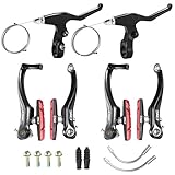 CNC Fahrrad V Bremse,Fahrrad V-Brake,Vorne/Hinten Fahrrad Bremsen Set（Schwarz Rot）