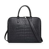 NICOLE & DORIS Laptop Handtasche Damen Aktentasche 13-14 inch Laptop Umhängetasche Shopper Mann Business Tasche PU Leder Arbeitstasche Schultertasche Schwarz