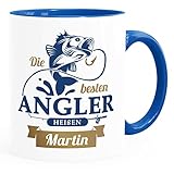 SpecialMe® Kaffee-Tasse mit Namen Geschenk für Angler Spruch Die besten Angler heißen Wunschname personalisierte Geschenke inner-royal Keramik-Tasse