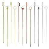 MoonSing Edelstahl Cocktail Picks, 12 Stück Cocktailspieße Stirrer Wiederverwendbare Martini Spieße Obst-Sticks Vorspeise Trinken Sticks für Bar Party, Grillen Snacks, Früchte (11cm)