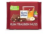 Neues Design: RITTER SPORT Rum Trauben Nuss 100 g, Vollmilchschokolade mit echtem Jamaika-Rum, fruchtigen Trauben und Nussstückchen, Schokolade mit Rum-Aroma für karibischen Genuss