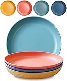 Essteller , Teller ,4er Set 23cm Speiseteller für Pizza,Pasta,Kuchen, Salat,Gesunde Unzerbrechliches Geschirr Plate aus PP für Kinder & Erwachsene- Mikrowellen & Spülmaschinenfest