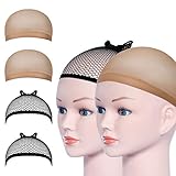 URAQT Wig Cap,Perücke Kappen Caps Nylon Haarnetz Dehnbare,Perückekappe Schwarz Mesh und Neutral Nackt Beige, Elastische Netz Perückennetz(4pcs)