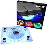 WOWLED RGB LED USB Kühler Lüfter Fan Ständer PS4 Playstation 4 Zubehör with Mini Controler für Konsole Laptop Notebook