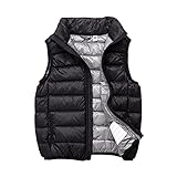 SK Studio Daunen Daunenweste Ärmellos Kinder Ultra Leichte Winter Jacke Weste Jungen Maedchen Stil 3 Schwarz 170cm / 11-12 Jahre