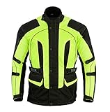 TEXPEED Motorradjacke herren mit protektoren - Motorrad Biker Wasserdicht Jacke Mit CE Rüstung (EN 1621-1) Höhe Sichtbarkeit - Hi Vis Gelb Schwarz - XL