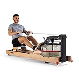 CAPITAL SPORTS Stoksman 2.0 Rudergerät für Zuhause, Echtholz Rudergerät Wasser, Wasserrudergerät mit LCD-Display, 120cm Lange Doppel-Gleitbahn, Wasserwiderstand, Buche Hell