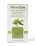 ChocoSan Bio Stevia Blätter gemahlen - Stevia Pulver rein gemahlen aus Spanien, pflanzlicher Süßstoff, Süßblatt, 50g