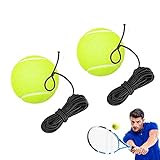 Ylinwtech 2 Stück Tennis mit Seil,Tennisball mit Schnur,Tennis Baseboard,Tennis Trainer Ball,für Selbststudium Übung,Anfänger,Kinder,Erwachsene Ball(Grün)