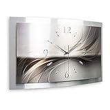 Kreative Feder Silverline Wanduhr 3D Designer Motiv leise Funkuhr Wandbild modernes Design WAA500FL (50cm x 30xm leise Funkuhr)