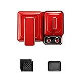 ANUGU 3-in-1-Sandwich-Frühstückszubereiter, Haushaltskleingerät, multifunktionaler Waffeleisen, leicht zu reinigen, antihaftbeschichtet + Keine Schmutzseite (Red)