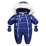 Weihnachten Kostüm Baby Kleidung, Baby Schneeanzug Mädchen Jungen Strampler Jumpsuit Overall Babykleidung Jacke Mantel Kapuzenjacke Babyoverall Winterjacke Daunenjacke Oberbekleidung mit Handschuhen