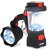 Duronic Hurricane Lampe | Campinglampe mit 3 LED Taschenlampe | 10 LED Laterne mit Dynamo | Aufladbar mit Kurbel und USB | 300mAh Akku | Rot blinkendes Notsignal | Mit Griff und Haken