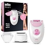 Braun Silk-épil 3 Beauty-Set, Epilierer Damen für Haarentfernung, Aufsätze für Rasierer, Trimmer und Massage für Körper, Geschenk Frau, 3270, pink/weiß