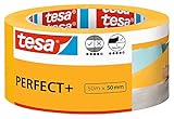 tesa Malerband Perfect+ - Malerkrepp aus dünnem Washi-Papier zum präzisen Abkleben bei Malerarbeiten - für den Innenbereich - 50 m x 50mm