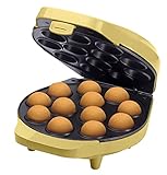 Bestron Waffeleisen für Cake-Pop's im Retro Design, Cake-Pop-Maker inkl. Cake-Pop-Butler, Gabel & 12 Cake-Pop-Sticks, mit Antihaftbeschichtung, 700 W, Farbe: Gelb