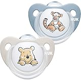 NUK Trendline Schnuller | 0-6 Monate | BPA-freier Schnuller aus Silikon | Disney Winnie Puuh | Blau (Junge) | 2 Stück (1er Pack)