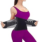 Waist Trainer Damen Herren, Bauchweggürtel, Taille trimmer, Bauchgurt Sport Korsett Taillenformer, Rückenstütze, Fitness gürtel frauen männer zum abnehmen, AB Schwitzgürtel Fettverbrennung Schwarz L