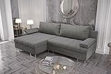 Furnitech Ecksofa SL8 mit Schlaffunktion Sofa mit Bettkasten Polsterecke Schlafsofa Sofagarnitur (Ecksofa Links, SL8-G1B-PMIK-SZ14-4)