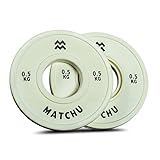 Fractional Plates | Mini Hantelscheiben | 0,5kg | Weiß | 2er Set | Hantelscheiben | Stoßstangen | Gewichtsscheiben | Durchmesser Mittelring 50mm | Beige | Matchu Sports