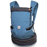 Ruckeli Basic Slim Babytrage | Fullbuckle | 50/56-98 cm | Bauchtrage & Rückentrage & Hüfttrage | ab Geburt bis Kleinkindalter | Baby Carrier | Blue & Grey