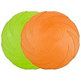 Vivifying Hundefrisbee, 2 Stück 15cm Hunde-Frisbee aus Natürlichem Kautschuk für Land und Wasser (Grün + Orange)