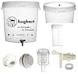 HUGBERT Set 4, 15/17L, Gärbehälter mit Skala Ablaufhahn Gärungsrohr Dichtgummi