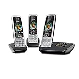 Gigaset C430A Trio 3 schnurlose Telefone mit Anrufbeantworter (DECT Telefon mit Freisprechfunktion, klassische Mobilteile mit TFT-Farbdisplay) schwarz-silber