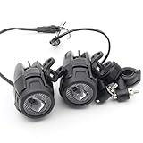 Zusätzliche Motorrad LED Scheinwerfer,CPOWACE 2 Stück LED Motorrad Nebel Licht Zusatzscheinwerfer,with E-Mark E-Prüfzeichen,Mit für Universal Motorrad