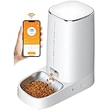 ROJECO Futterautomat für Katze Hund WiFi 4L-Automatisierte Waschbar Futterspender Katzenfutter mit Timer & Edelstahlschüssel, 1-10 Mahlzeiten pro Tag für kleine/mittlere Haustiere