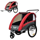 Tiggo VS 2 in 1 Kinderanhänger Fahrradanhänger Anhänger mit Buggy Set + Federung 60302 (ROT)