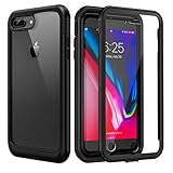 seacosmo iPhone 7 Plus Hülle, iPhone 8 Plus Hülle, Stoßfest Handyhülle iPhone 7 Plus 360 Grad Rugged schutzhülle mit eingebautem Displayschutz für iPhone 8 Plus, Schwarz