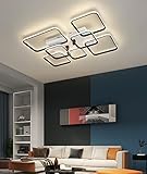 LED Wohnzimmer Deckenleuchte,Dimmbar Schlafzimmer Modern Deko Decke Hängend Lampe mit Fernbedienung,Kreative Acryl Rechteck Design Deckenlampe(80W)