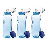 Trinkflasche 3 x 0,5 L Wasserflasche Tritan BPA frei + 3 x Trinkdeckel Flip Top