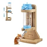 Vibbang Hamster Trinkflasche mit Ständer, Hängend Haustier Automatischer Wasserspender, Einstellbar Holz Meerschweinchen Nippeltränke für Kaninchen Kleintiere Chinchillas Igel Frettchen (125 ML)