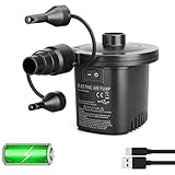 Deeplee Elektrische Luftpumpe USB Luftmatratze Pumpe, 2 in 1 Elektropumpe Power Pump Inflator Deflator mit 3 Luftdüse für aufblasbare Matratze,Kissen,Bett,Boot,Schwimmring 2000mAh aufgerüstet