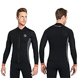 Joysummer 2mm Neoprenanzug für Herren Damen - Langarm Neoprenanzug Jacke, Tauchanzug Ultra-Stretch Rashguard Tauchhaut für Surfen Tauchen Wassersport, Herren Schwarz XXL