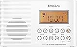 Sangean H201 tragbares Duschradio (UKW/-MW Tuner, wasserdicht, LED-Taschenlampe, Tragegriff) weiß