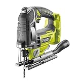 Ryobi 5133004223 Akku-Stichsäge (18 V, 4-Stufen Pendelhub, LED-Licht, Hublänge 25 mm, bürstenloser Motor) R18JS7-0