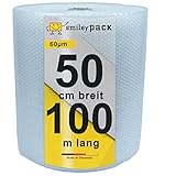 1 x Luftpolsterfolie Breite 0,5 x 100 m Bubble Wrap Polsterfolie Fläche 50 qm Dicke 60 my Bläschenfolie Noppenfolie Einpackfolie Blisterfolie Luftpolster Verpackungsmaterial (1)