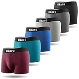 HIKARO Amazon-Marke Boxershorts Herren 6er Pack Baumwolle Unterwäsche Unterhosen Männer Men Boxer Retroshorts (Schwarz×1+Dunkelgrau×1+Hellgrau×1+ Blau×1+ Grün×1+ Weinrot×1, XL)