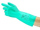 Ansell AlphaTec 37-675 Nitril-Handschuhe, Chemikalien-Schutz für Arbeiten in der Industrie, mit Chemikalien und Lebensmitteln, Grün, Größe 10 (12 Paar)