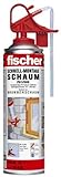 fischer Schnell-Montageschaum PU 500, Bauschaum für Verfüllung, Dämmung & Isolierung, PU-Schaum inkl. Fix-Adapter für sofortigen Einsatz & Wiederverwendung, 500 ml