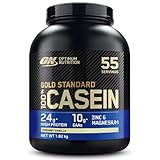 Optimum Nutrition ON 100% Gold Standard Casein Protein, Eiweißpulver Reich an Essentiellen Aminosäuren Komplex, Zink und Magnesium, Creamy Vanilla, 55 Portionen, 1.82kg, Verpackung kann Variieren