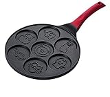 Bratpfanne Pfannkuchenpfanne Omelettpfanne Antihaft-Pfannkuchenpfanne Pfannkuchen-Grillpfanne Crêpe-Pfanne Induktion Pfannkuchen Crêpe-Maker for Kinder mit 7 Tierlöchern und Silikongriff Antihaftpfann