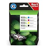 932XL 933XL Multipack Druckerpatronen für HP 932 XL 933 XL Patronen Officejet 6600 6700 6700 7110 7510 7610 7612 (2 Schwarz 1 Cyan 1 Magenta 1 Gelb)