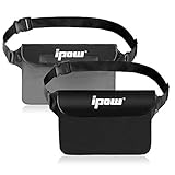 ipow 2 Pack wasserdichte Tasche Beutel Hülle Unterwassertasche Bauchtasche vollkommen für iPhone, Handy, Kamera, iPad, Bargeld, Dokumente vor Wasser schützen (Schwarz (undurchsichtig) + Grau)